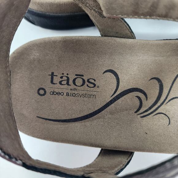 Taos Taos Replay Abeo Biosystem Sandals Women 10 Pewter Leather Stud Embroidered - Picture 11 of 15